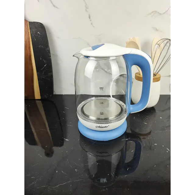 Електрочайник 1,7л 2000Вт скло Blue MR-056 ᐉ MR-056 Blue - - класна ціна в ProPosud