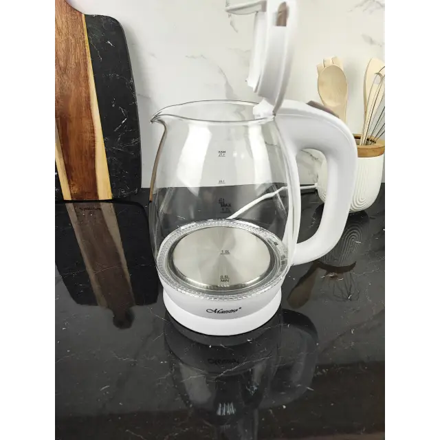 Електрочайник 1,7л 2200Вт скло White MR-063 ᐉ MR-063 White - - класна ціна в ProPosud