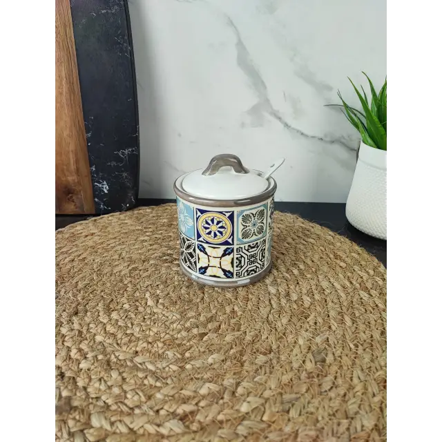 Цукорниця 300мл з ложкою кераміка Holiday in Porto MR-20005-09 ᐉ MR-20005-09 - - класна ціна в ProPosud