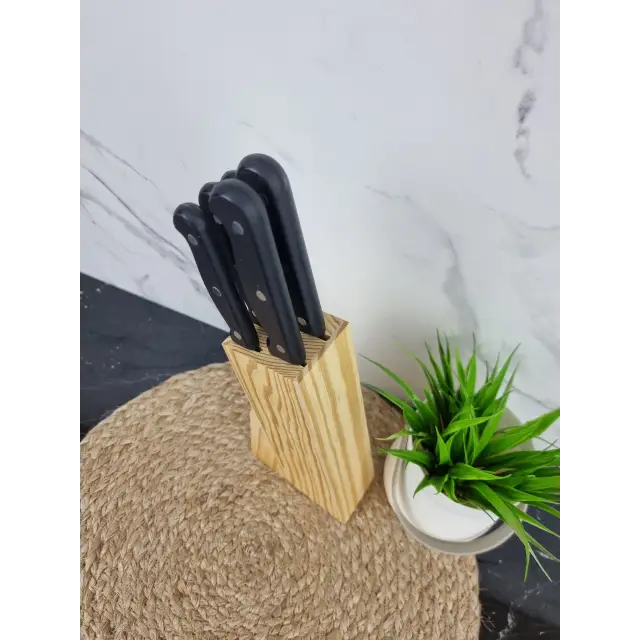 Набір ножів 6-пр. нерж.сталь на дерев'яній підставці 5121 ᐉ 5121 - - класна ціна в ProPosud