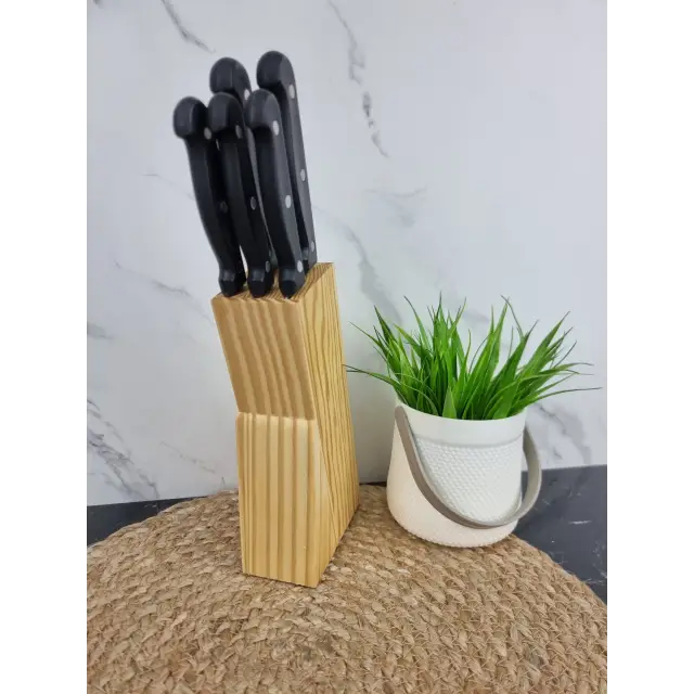 Набір ножів 6-пр. нерж.сталь на дерев'яній підставці 5121 ᐉ 5121 - - класна ціна в ProPosud