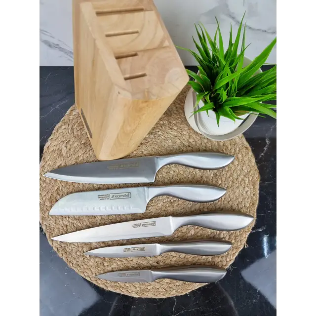 Набір ножів 6-пр. нерж.сталь на дерев'яній підставці 5133 ᐉ 5133 - - класна ціна в ProPosud