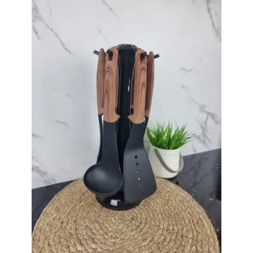 Набор кухонных принадлежностей 7-пр. нейлон/пластик под дерево на подставке 5235 ᐉ 5235 - - класная цена в ProPosud 2