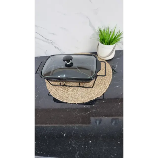 Марміт 2,0л 36см прямокутний керамічний скл.кришка чорний 6421 ᐉ 6421 - - класна ціна в ProPosud