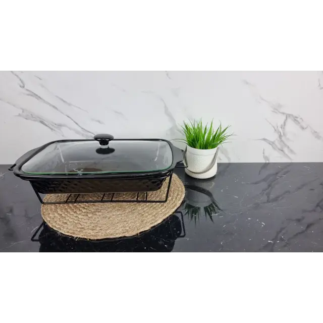 Мармит 3,0л 41см прямоугольный керамический стекл.крышка черный 6422 ᐉ 6422 - - класная цена в ProPosud