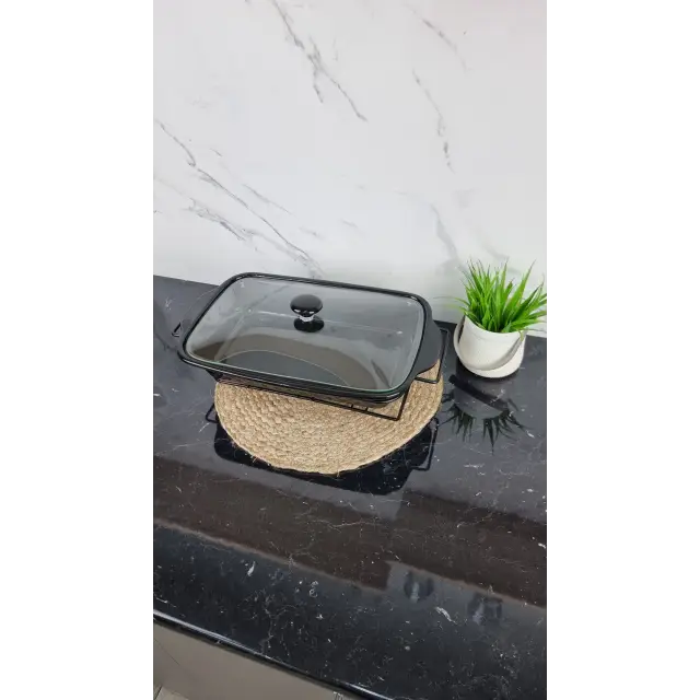 Мармит 3,0л 41см прямоугольный керамический стекл.крышка черный 6422 ᐉ 6422 - - класная цена в ProPosud