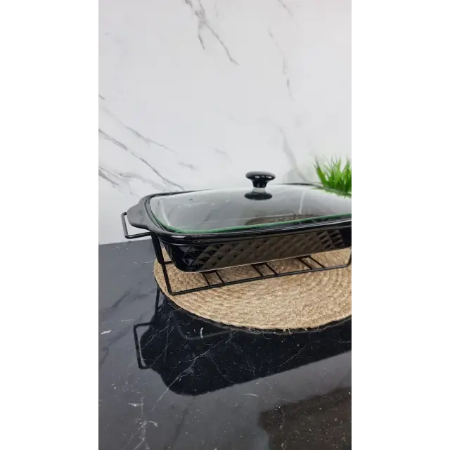 Мармит 3,0л 41см прямоугольный керамический стекл.крышка черный 6422 ᐉ 6422 - - класная цена в ProPosud