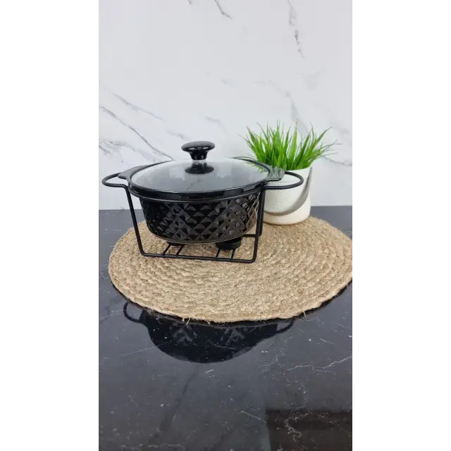 Марміт 1,5л круглий керамічний скл.кришка чорний 6425 ᐉ 6425 - - класна ціна в ProPosud