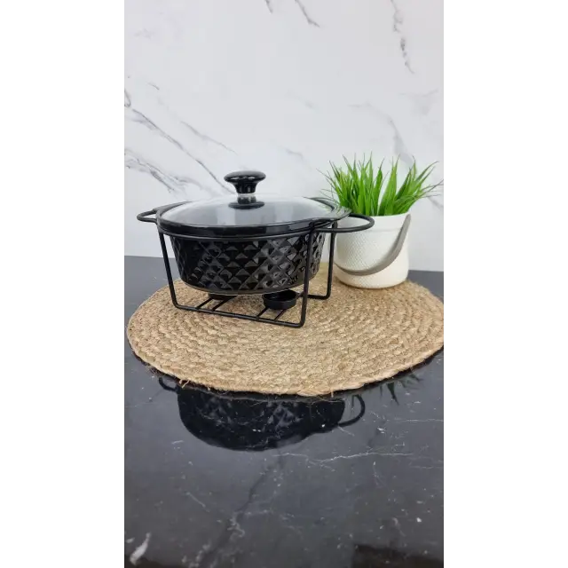 Марміт 1,5л круглий керамічний скл.кришка чорний 6425 ᐉ 6425 - - класна ціна в ProPosud