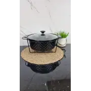 Марміт 3,5л круглий керамічний скл.кришка чорний 6427 ᐉ 6427 - - класна ціна в ProPosud