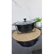 Марміт 3,5л круглий керамічний скл.кришка чорний 6427 ᐉ 6427 - - класна ціна в ProPosud