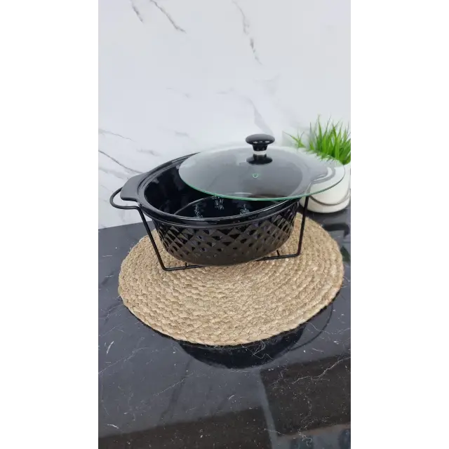 Марміт 3,5л круглий керамічний скл.кришка чорний 6427 ᐉ 6427 - - класна ціна в ProPosud