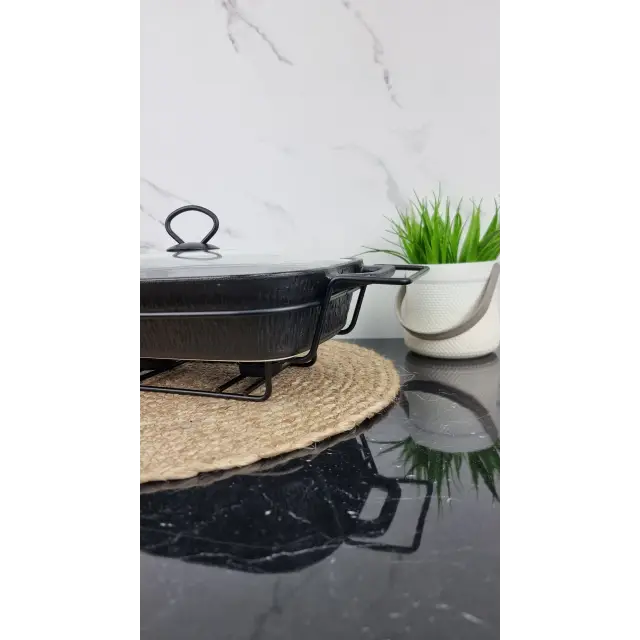 Мармит 2,5л 43см прямоугольный керамический стекл.крышка черный 6428 ᐉ 6428 - - класная цена в ProPosud