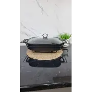 Марміт 3,5л 49см прямокутний керамічний скл.кришка чорний 6429 ᐉ 6429 - - класна ціна в ProPosud