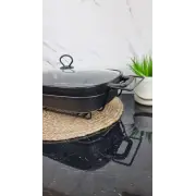 Марміт 3,5л 49см прямокутний керамічний скл.кришка чорний 6429 ᐉ 6429 - - класна ціна в ProPosud