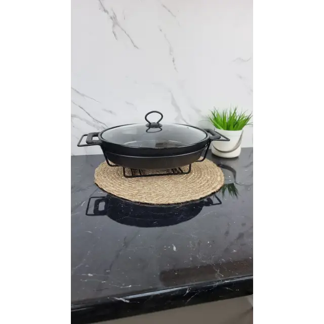 Мармит 3,5л 43см овальный керамический стекл.крышка черный 6430 ᐉ 6430 - - класная цена в ProPosud