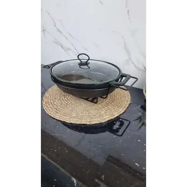 Мармит 3,5л 43см овальный керамический стекл.крышка черный 6430 ᐉ 6430 - - класная цена в ProPosud