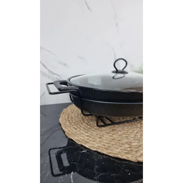 Мармит 3,5л 43см овальный керамический стекл.крышка черный 6430 ᐉ 6430 - - класная цена в ProPosud