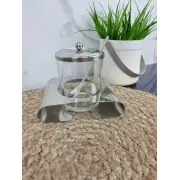 Цукорниця 200мл з нерж.сталі і скла з ложечкою і кришкою 7005 ᐉ 7005 - - класна ціна в ProPosud