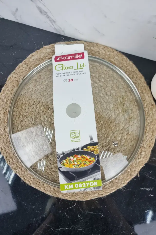 Крышка стеклянная 30см с металлическим ободком 0827GR ᐉ 0827GR - - класная цена в ProPosud