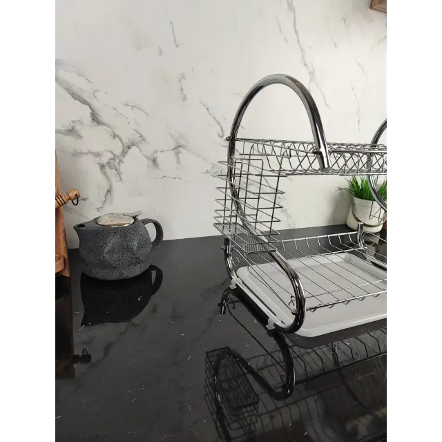 Сушарка для посуду 2-х рівнева Basic MR-1025-38 ᐉ MR-1025-38 - - класная цена в ProPosud