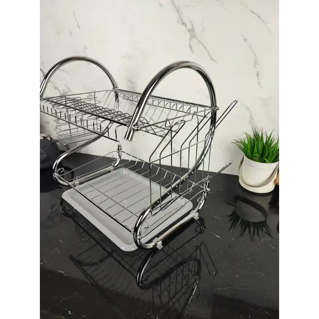 Сушарка для посуду 2-х рівнева Basic MR-1025-38 ᐉ MR-1025-38 - - класная цена в ProPosud