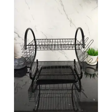 Сушарка для посуду 2-х рівнева Basic Black MR-1025-38 ᐉ MR-1025-38 Black - - класная цена в ProPosud