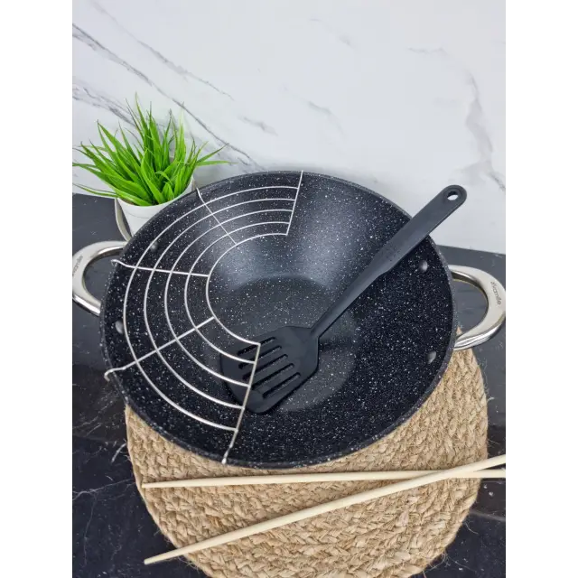 Казан чавунний WOK 3,6л антипр.покриття скл.кришка (мармур) 4806MR ᐉ 4806MR - - класна ціна в ProPosud