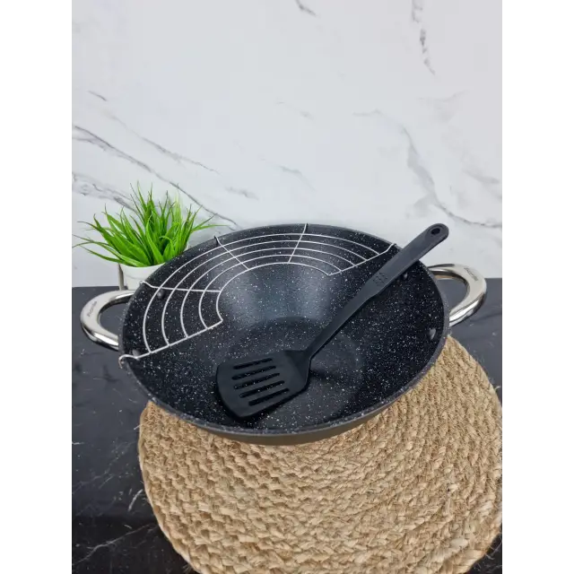 Казан чавунний WOK 3,6л антипр.покриття скл.кришка (мармур) 4806MR ᐉ 4806MR - - класна ціна в ProPosud