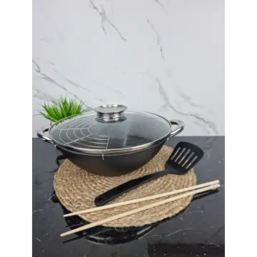 Казан чугунный WOK 4,5л антипр.покрытие стекл.крышка (мрамор) 4807MR ᐉ 4807MR - - класная цена в ProPosud