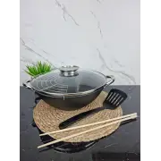 Казан чавунний WOK 4,5л антипр.покриття скл.кришка (мармур) 4807MR ᐉ 4807MR - - класна ціна в ProPosud