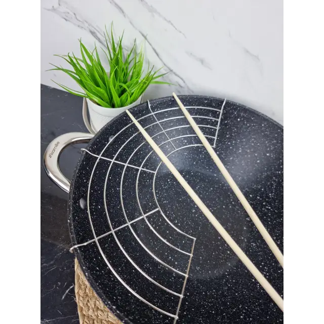 Казан чавунний WOK 4,5л антипр.покриття скл.кришка (мармур) 4807MR ᐉ 4807MR - - класна ціна в ProPosud