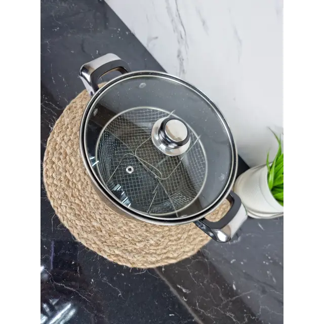 Кастрюля для фритюра 4,0л углеродистая сталь стекл.крышка 5821 ᐉ 5821 - - класная цена в ProPosud