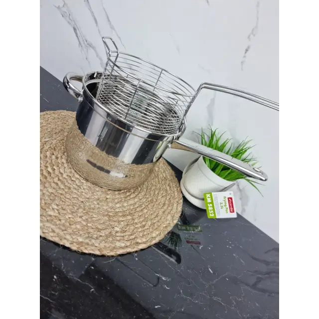 Кастрюля-фритюрница 3,5л 18*15см нерж.сталь стекл.крышка 5852 ᐉ 5852 - - класная цена в ProPosud