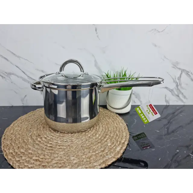 Кастрюля-фритюрница 3,5л 18*15см нерж.сталь стекл.крышка 5852 ᐉ 5852 - - класная цена в ProPosud