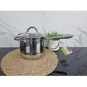 Кастрюля-фритюрница 3,5л 18*15см нерж.сталь стекл.крышка 5852 ᐉ 5852 - - класная цена в ProPosud