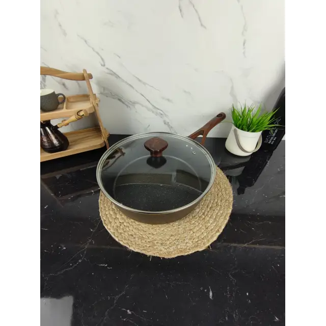 Сотейник 28см антипр.покриття скл.кришка Marble MR-1216-28 ᐉ MR-1216-28 - - класная цена в ProPosud