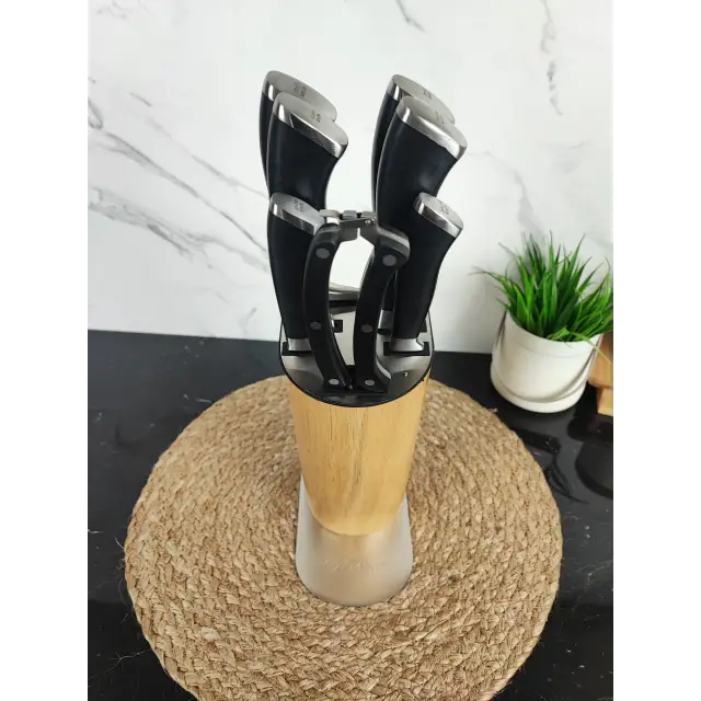 Набір ножів 8-пр. на дерев'яній підставці пласт.ручки MR-1422 ᐉ MR-1422 - - класная цена в ProPosud