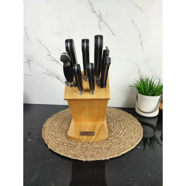 Набір ножів 8-пр. на дерев'яній підставці пласт.ручки MR-1423 ᐉ MR-1423 - - класная цена в ProPosud