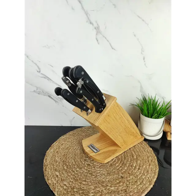 Набір ножів 8-пр. на дерев'яній підставці пласт.ручки MR-1423 ᐉ MR-1423 - - класная цена в ProPosud