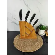 Набір ножів 6-пр. на дерев'яній підставці пласт.ручки MR-1425 ᐉ MR-1425 - - класна ціна в ProPosud