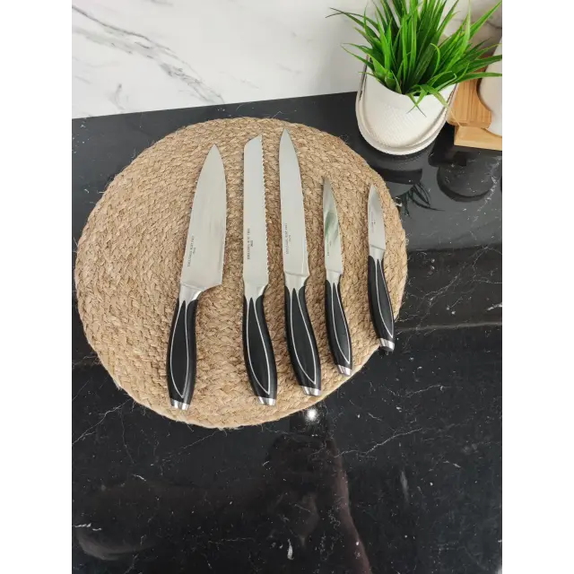 Набір ножів 6-пр. на дерев'яній підставці пласт.ручки MR-1425 ᐉ MR-1425 - - класна ціна в ProPosud