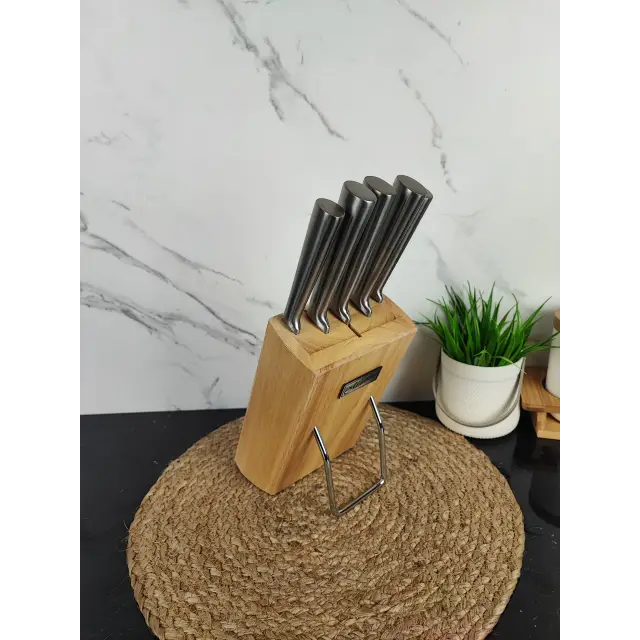 Набір ножів 6-пр. на дерев'яній підставці мет.ручки MR-1429 ᐉ MR-1429 - - класная цена в ProPosud