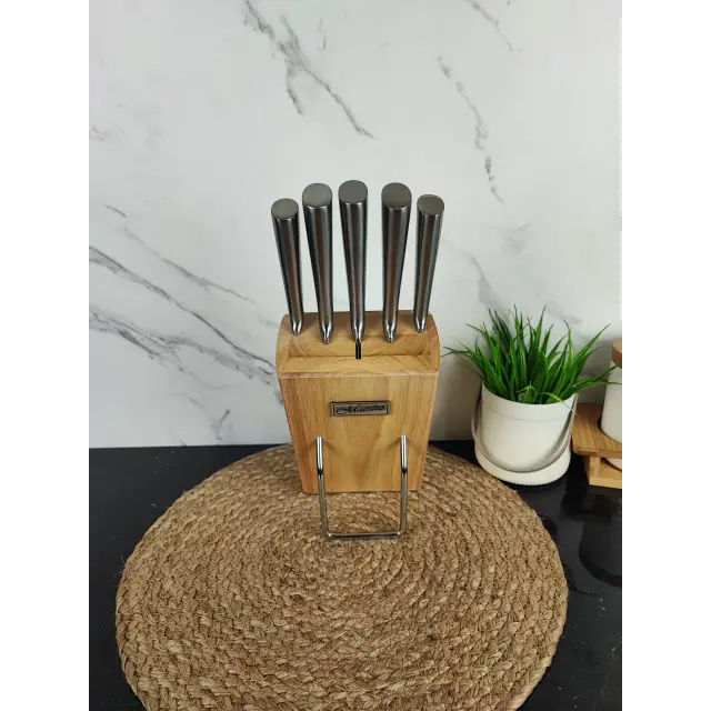 Набір ножів 6-пр. на дерев'яній підставці мет.ручки MR-1429 ᐉ MR-1429 - - класная цена в ProPosud