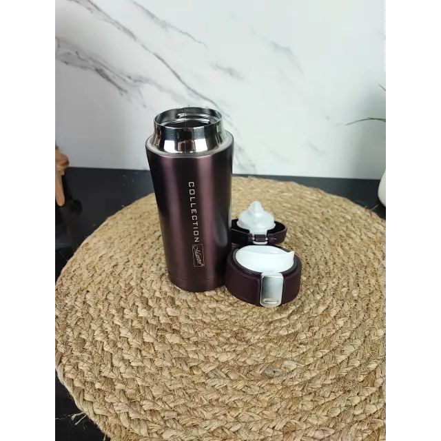 Термокухоль 320мл кнопка фіксатор нерж.сталь Brown MR-1641-32 ᐉ MR-1641-32 Brown - - класна ціна в ProPosud