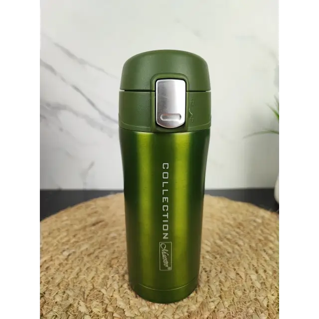 Термокухоль 320мл кнопка фіксатор нерж.сталь Green MR-1641-32 ᐉ MR-1641-32 Green - - класна ціна в ProPosud