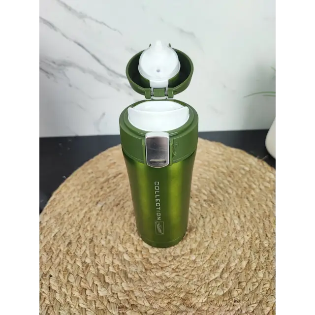 Термокухоль 320мл кнопка фіксатор нерж.сталь Green MR-1641-32 ᐉ MR-1641-32 Green - - класна ціна в ProPosud