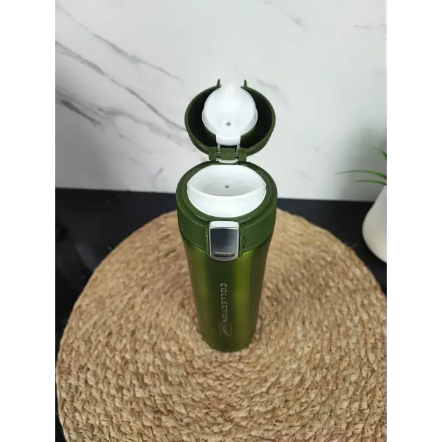 Термокухоль 450мл кнопка фіксатор нерж.сталь Green MR-1641-45 ᐉ MR-1641-45 Green - - класна ціна в ProPosud