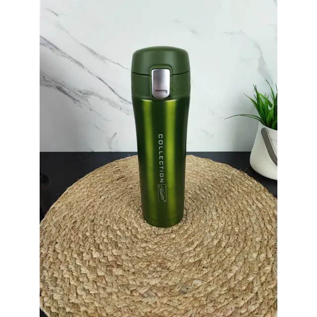 Термокухоль 450мл кнопка фіксатор нерж.сталь Green MR-1641-45 ᐉ MR-1641-45 Green - - класна ціна в ProPosud