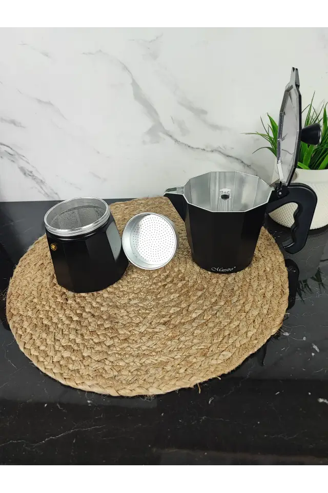 Кавоварка гейзерна 450мл алюмінієва Espresso Moka Black MR-1666-9 ᐉ MR-1666-9 Black - - класная цена в ProPosud